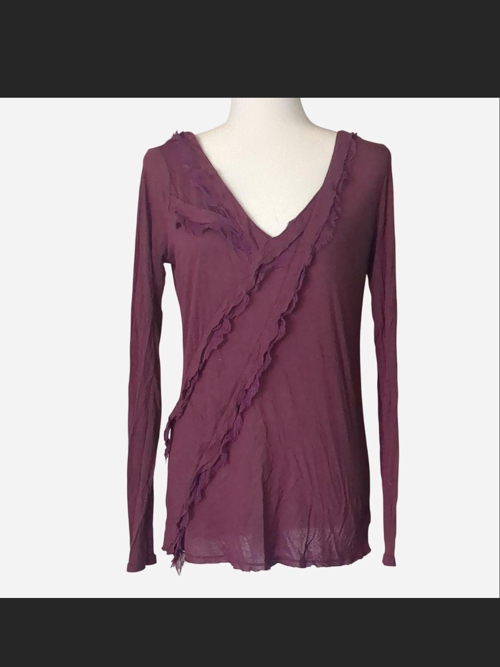 Vintage Martin & Osa Plum Asymmetric Ruffle Grunge Top M